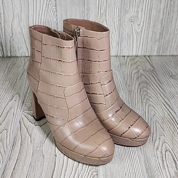 Kate Spade Barrett Croc Embossed Leather Platform Ankle Boots Womens 5.5 NEW - Picture 11 of 16